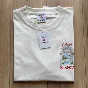 XXL Casablanca Men's Le Passage Print T-Shirt Cotton Relaxed Fit White